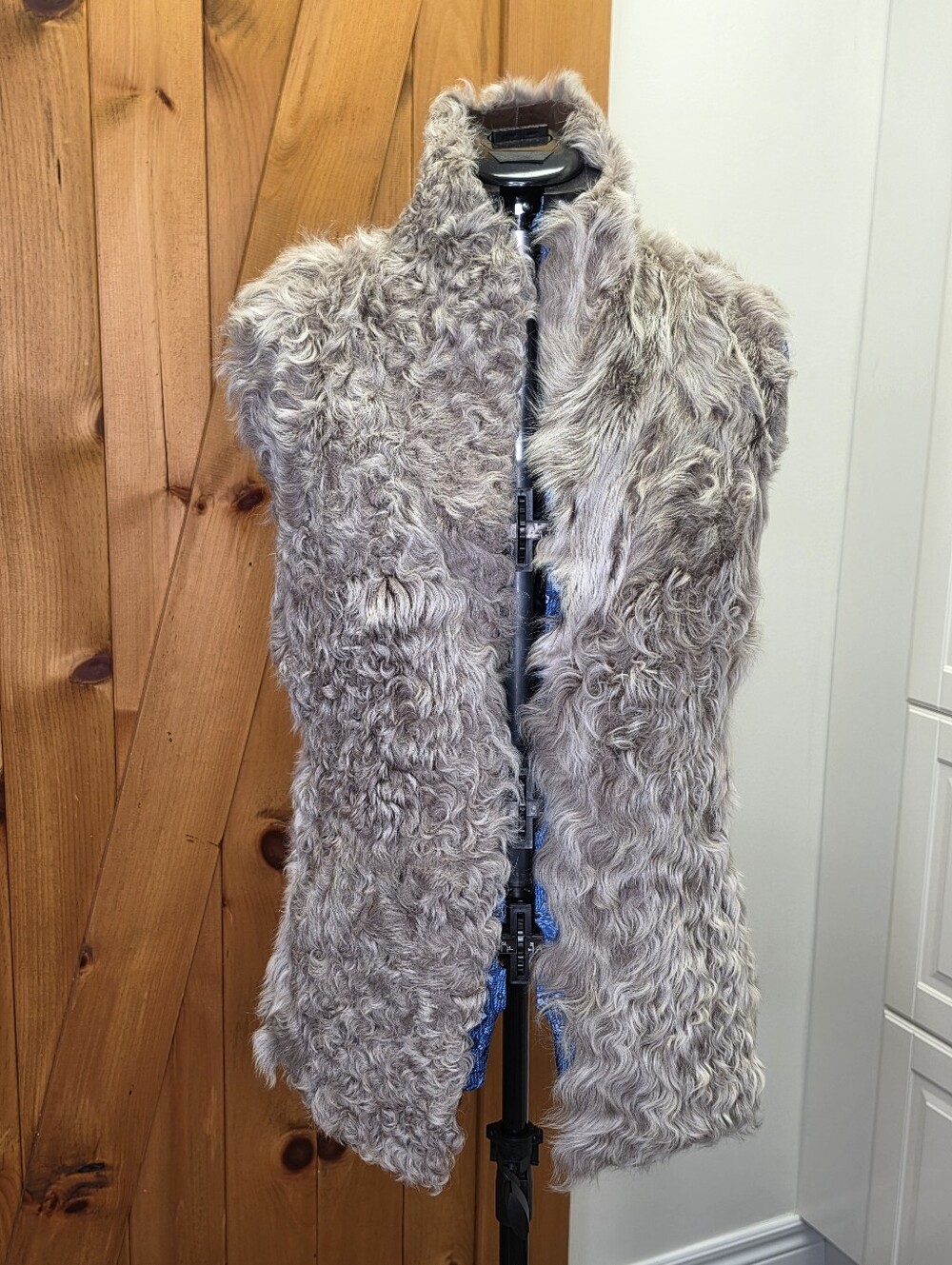Lambskin Leather and Fur Reversible Knit Shearling Vest